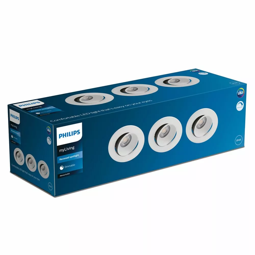 Philips Signify Philips Abrosa LED Funktionel Indbygningsspot I Hvid - SL263 RD 068 9W 27K W HV IP44 3P 5 Philips Signify Philips Abrosa LED Funktionel Indbygningsspot I Hvid - SL263 RD 068 9W 27K W HV IP44 3P - Billede 3