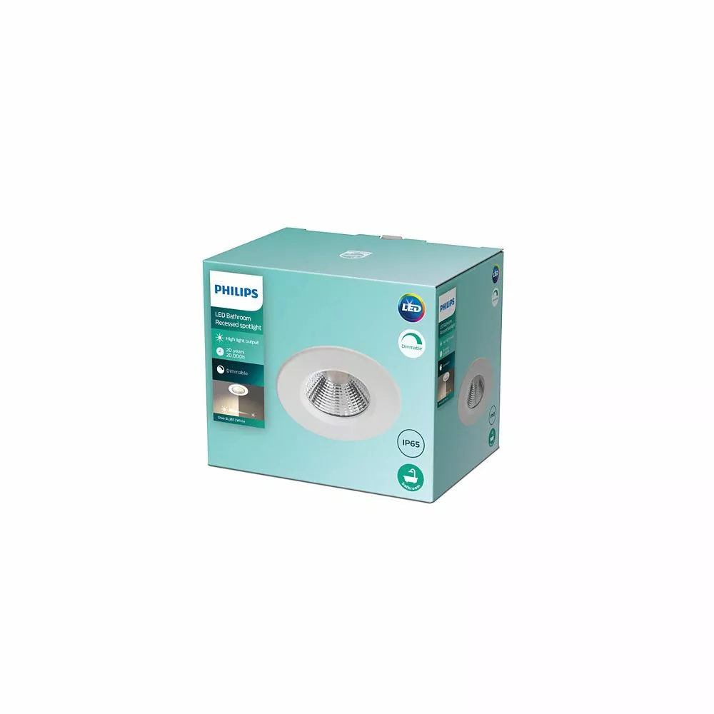 Philips Signify Philips DIVE Funktionel LED Indbygningsspots I Hvid Metal/plastik - SL261 RD 070 5.5W 27K W HV IP65R 5 Philips Signify Philips DIVE Funktionel LED Indbygningsspots I Hvid Metal/plastik - SL261 RD 070 5.5W 27K W HV IP65R - Billede 3