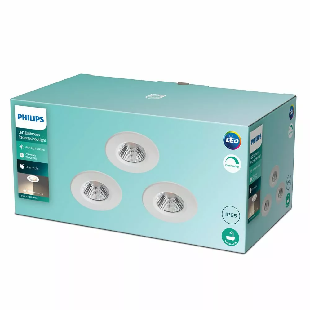 Philips Signify Philips DIVE Funktionel LED Indbygningsspots I Hvid Metal/plastik - SL261 RD 070 5.5W 27K W HV IP65R 3p 5 Philips Signify Philips DIVE Funktionel LED Indbygningsspots I Hvid Metal/plastik - SL261 RD 070 5.5W 27K W HV IP65R 3p - Billede 3