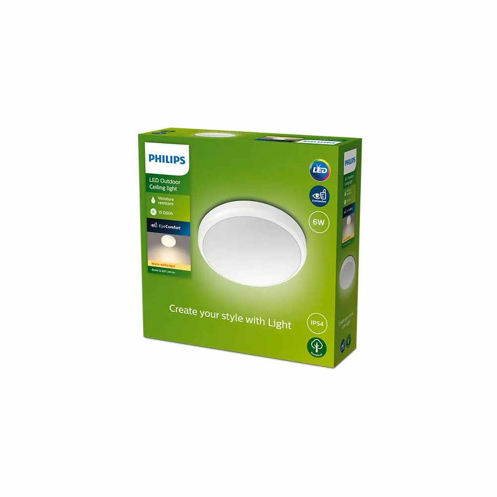 Philips Signify Philips Doris LED Udendørsloftslampe I Hvid - 6W 27K IP54 HV 6 Philips Signify Philips Doris LED Udendørsloftslampe I Hvid - 6W 27K IP54 HV - Billede 4
