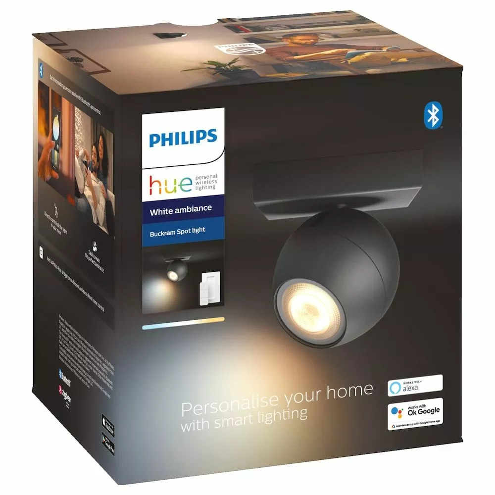 Philips Hue Buckram Hue Single Spot Black 1x5W 230V White Ambience 6 Philips Hue Buckram Hue Single Spot Black 1x5W 230V White Ambience - Billede 4