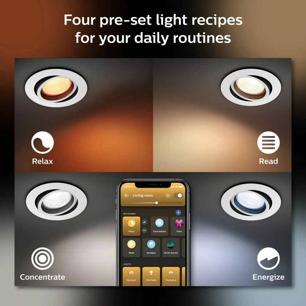 Philips Hue Centura Hue Recessed R. Hvid 3x5.7W - 929003045201 6 Philips Hue Centura Hue Recessed R. Hvid 3x5.7W - 929003045201 - Billede 4