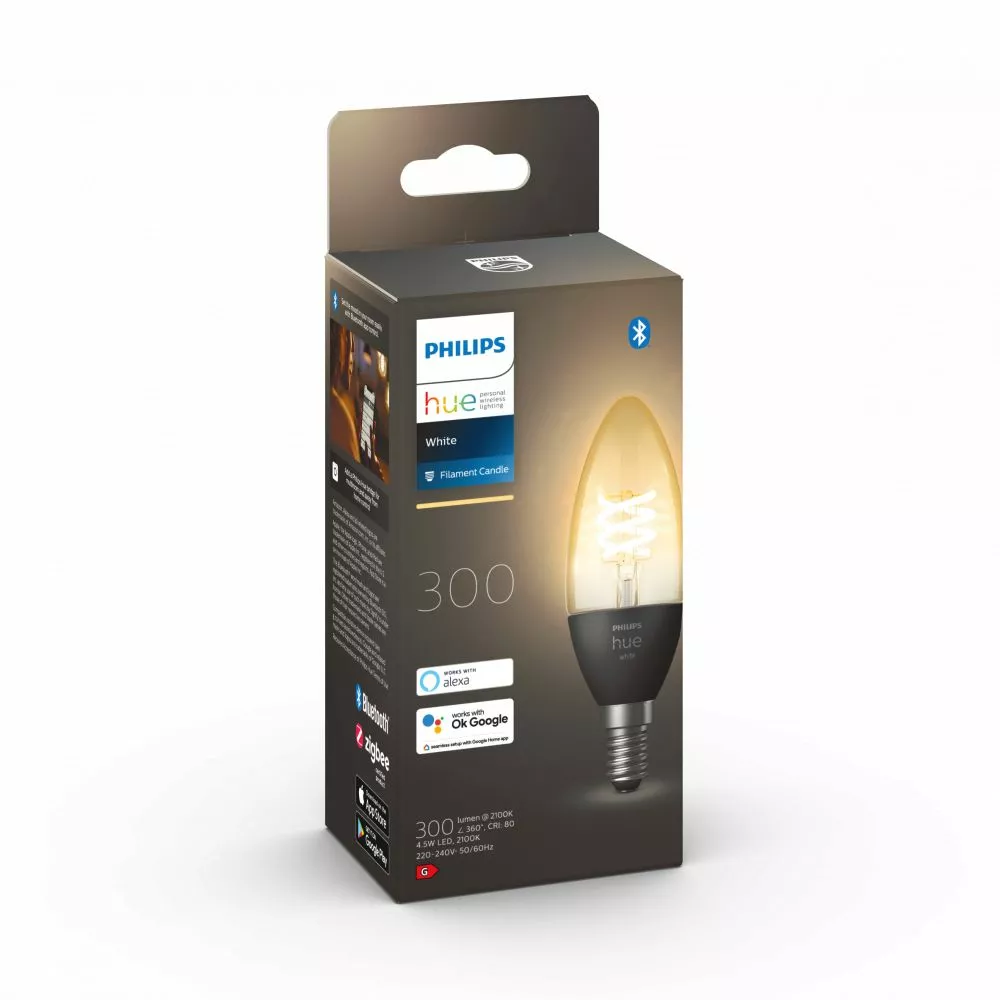 Philips Hue White 4.5W Fil Candle E14 1p - 929002479501 4 Philips Hue White 4.5W Fil Candle E14 1p - 929002479501 - Billede 2