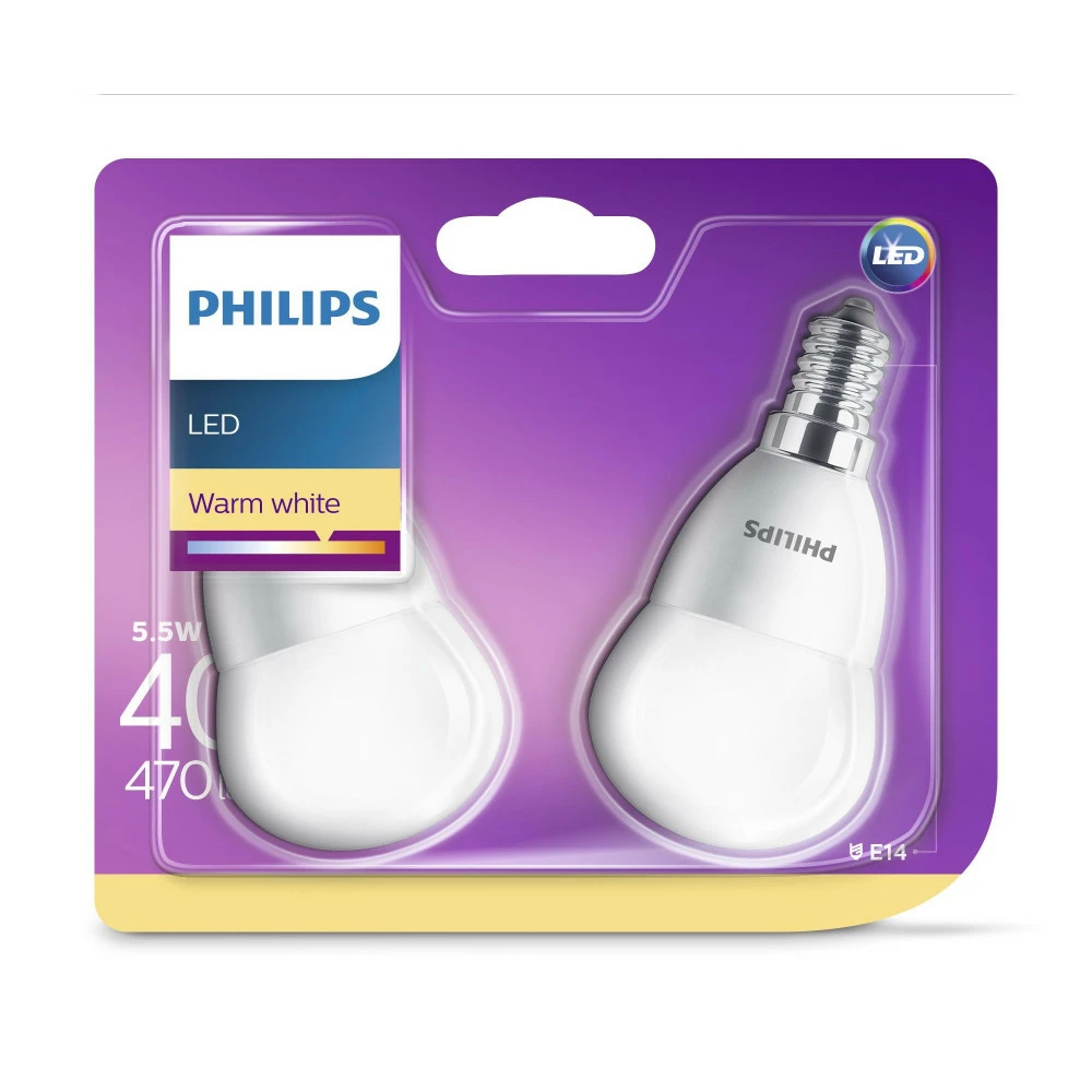 Philips LED 40W Krone Varm Hvid E14 Mat Ikke Dæmpbar 2 Stk - 8718696586648 4 Philips LED 40W Krone Varm Hvid E14 Mat Ikke Dæmpbar 2 Stk - 8718696586648 - Billede 2