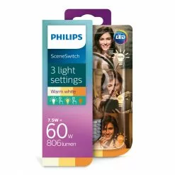 Alternative view of Philips LED 60W SceneSwitch Standard Filament Varm Hvid Klar 3 Skift E27 1 Stk - 8718696743096