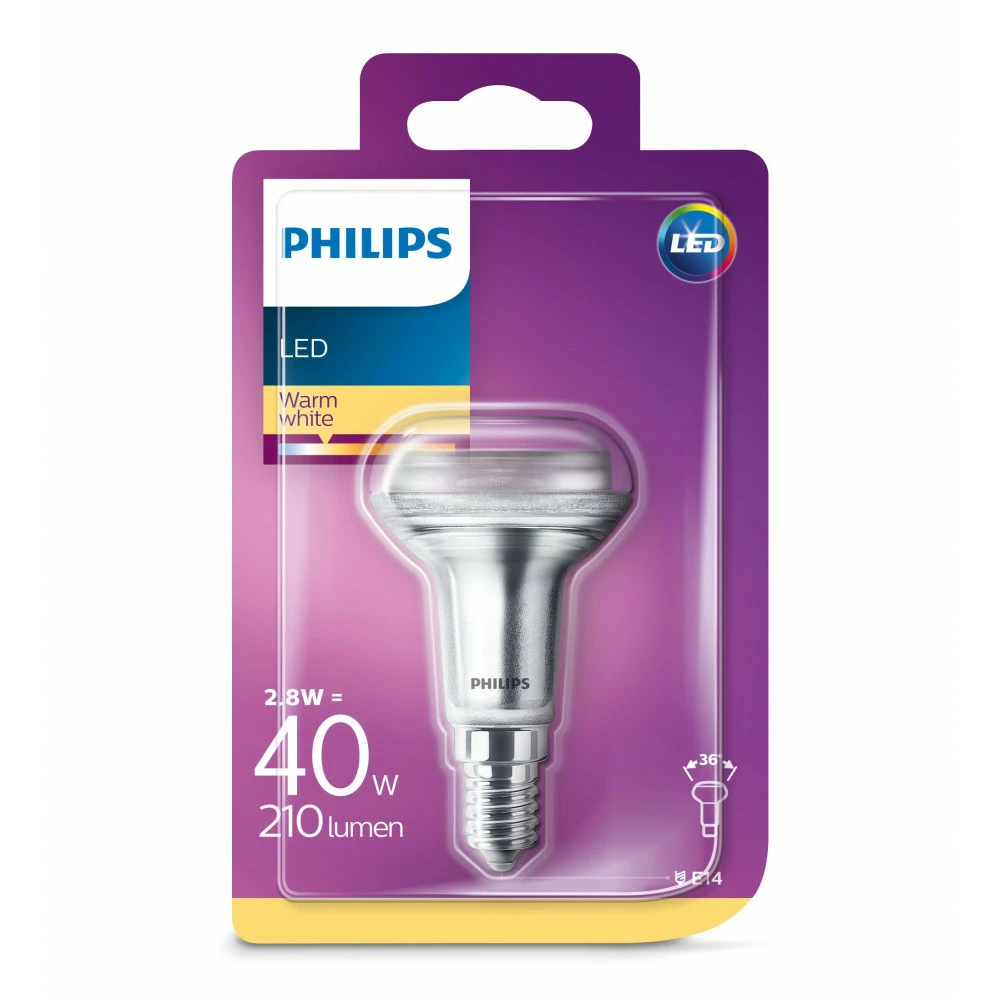 Philips LED Classic 40W R50 E14 Varm Hvid Ikke Dæmpbar 1 Stk - 8718696811474 4 Philips LED Classic 40W R50 E14 Varm Hvid Ikke Dæmpbar 1 Stk - 8718696811474 - Billede 2