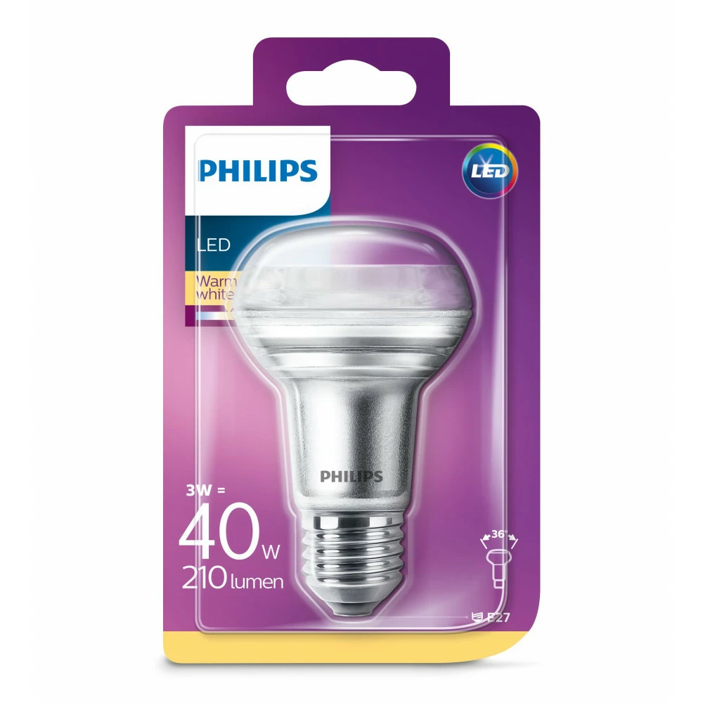 Philips LED Classic 40W R63 E27 Varm Hvid Ikke Dæmpbar 1 Stk - 8718696811573 4 Philips LED Classic 40W R63 E27 Varm Hvid Ikke Dæmpbar 1 Stk - 8718696811573 - Billede 2