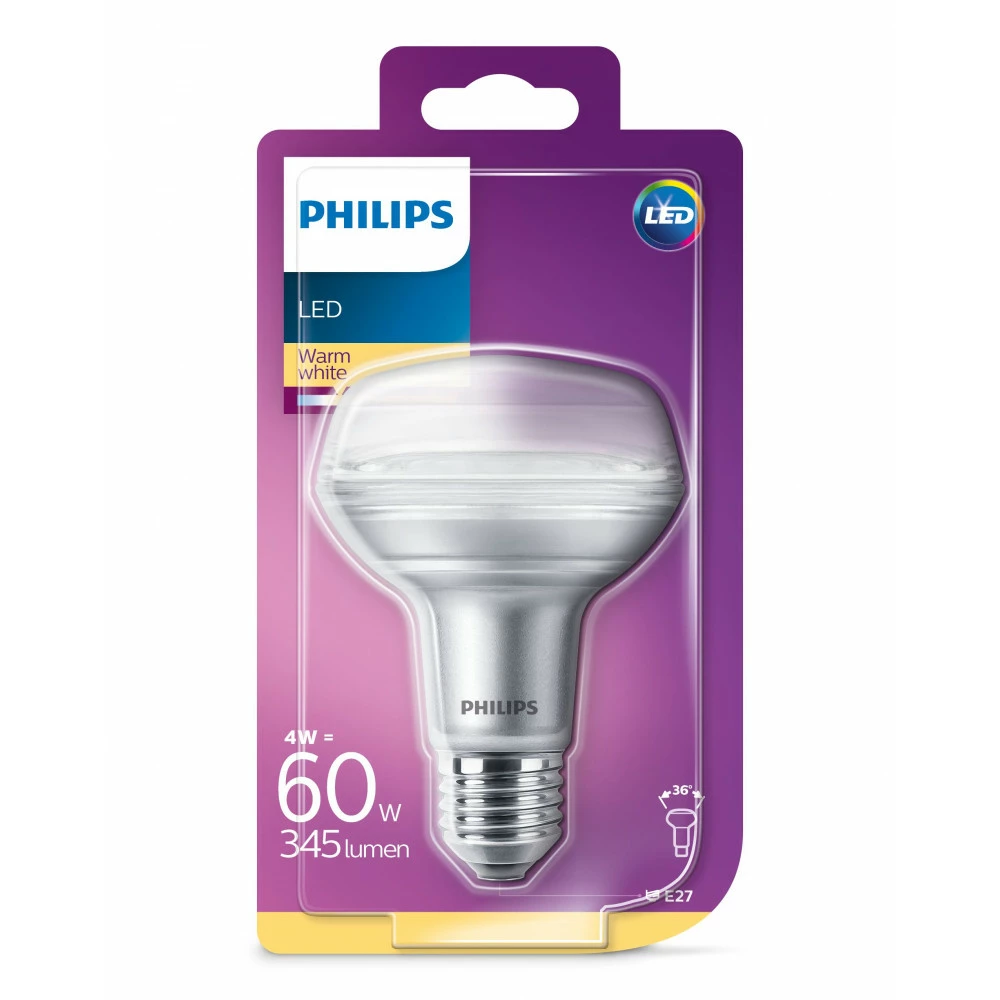 Philips LED Classic 60W R80 E27 Varm Hvid Ikke Dæmpbar 1 Stk - 8718696813232 4 Philips LED Classic 60W R80 E27 Varm Hvid Ikke Dæmpbar 1 Stk - 8718696813232 - Billede 2