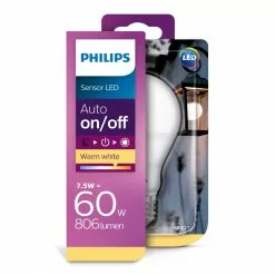 Alternative view of Philips LED Sensor 60W Standard E27 Varm Hvid Mat Ikke Dæmpbar 1 Stk - 8718696739402