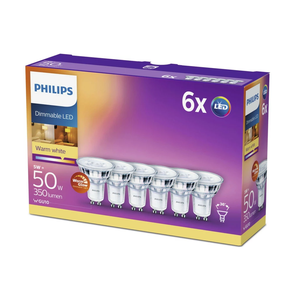 Philips Signify Philips LEDCLassic 50W Spot Glas GU10 Warm Glow Dæmpbar 6 Stk - 8718696721674 4 Philips Signify Philips LEDCLassic 50W Spot Glas GU10 Warm Glow Dæmpbar 6 Stk - 8718696721674 - Billede 2