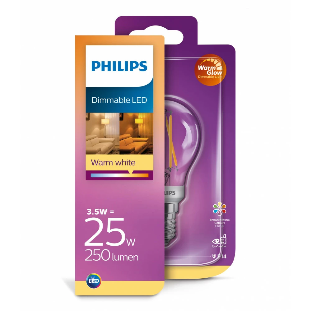 Philips LEDClassic Filament 25W Krone E14 Varm Hvid Klar Dæmpbar 1 Stk - 8718699646028 4 Philips LEDClassic Filament 25W Krone E14 Varm Hvid Klar Dæmpbar 1 Stk - 8718699646028 - Billede 2