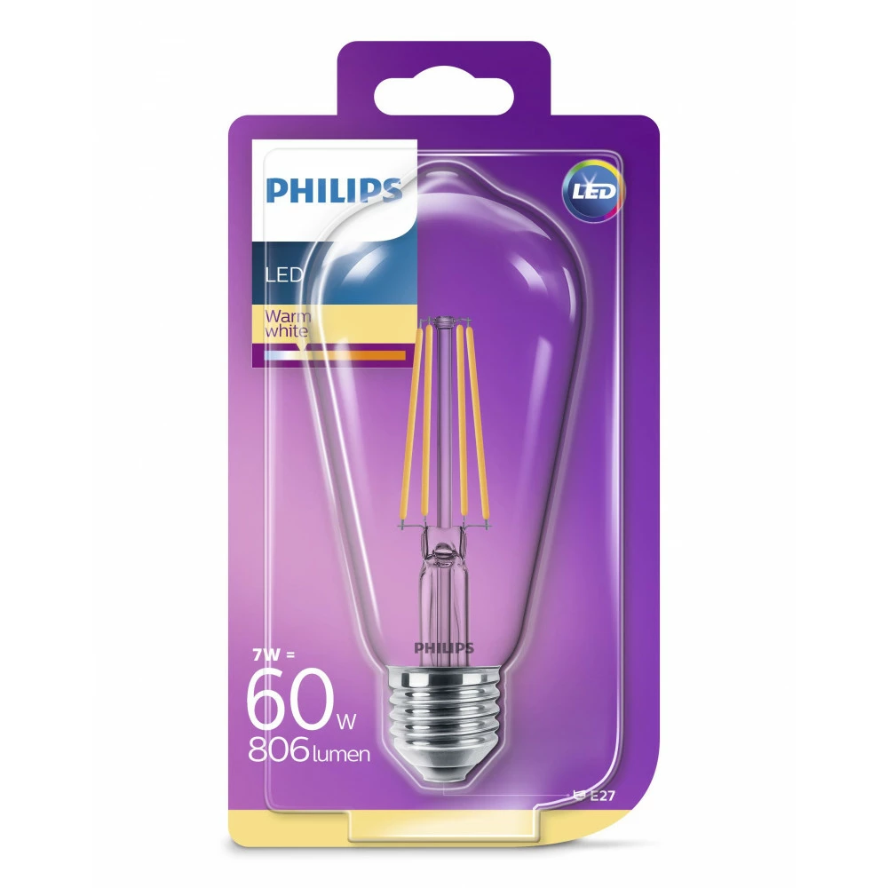 Philips LEDClassic Filament 60W ST64 E27 Varm Hvid Klar Ikke Dæmpbar 1 Stk - 8718696742433 4 Philips LEDClassic Filament 60W ST64 E27 Varm Hvid Klar Ikke Dæmpbar 1 Stk - 8718696742433 - Billede 2