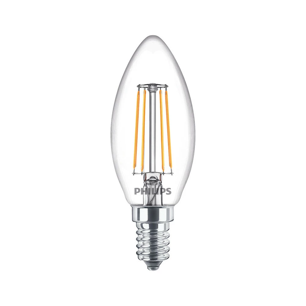 Philips LEDClassic Kerte Filament 40W E14 Varm Hvid Klar Ikke Dæmpbar 2-stk - 8718699664909 3 Philips LEDClassic Kerte Filament 40W E14 Varm Hvid Klar Ikke Dæmpbar 2-stk - 8718699664909