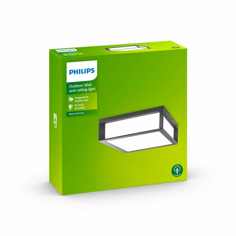 Philips Signify Philips Skies Firkantet Væg- Og Loftlampe I Antracit Aluminium - 2x42W 230V 7 Philips Signify Philips Skies Firkantet Væg- Og Loftlampe I Antracit Aluminium - 2x42W 230V - Billede 5